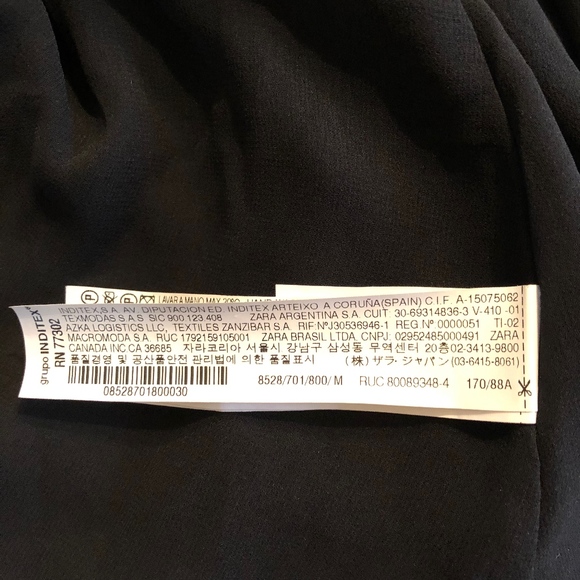 Zara Long Bell Sleeve Dress.  Black.  Size Medium - Picture 8 of 8